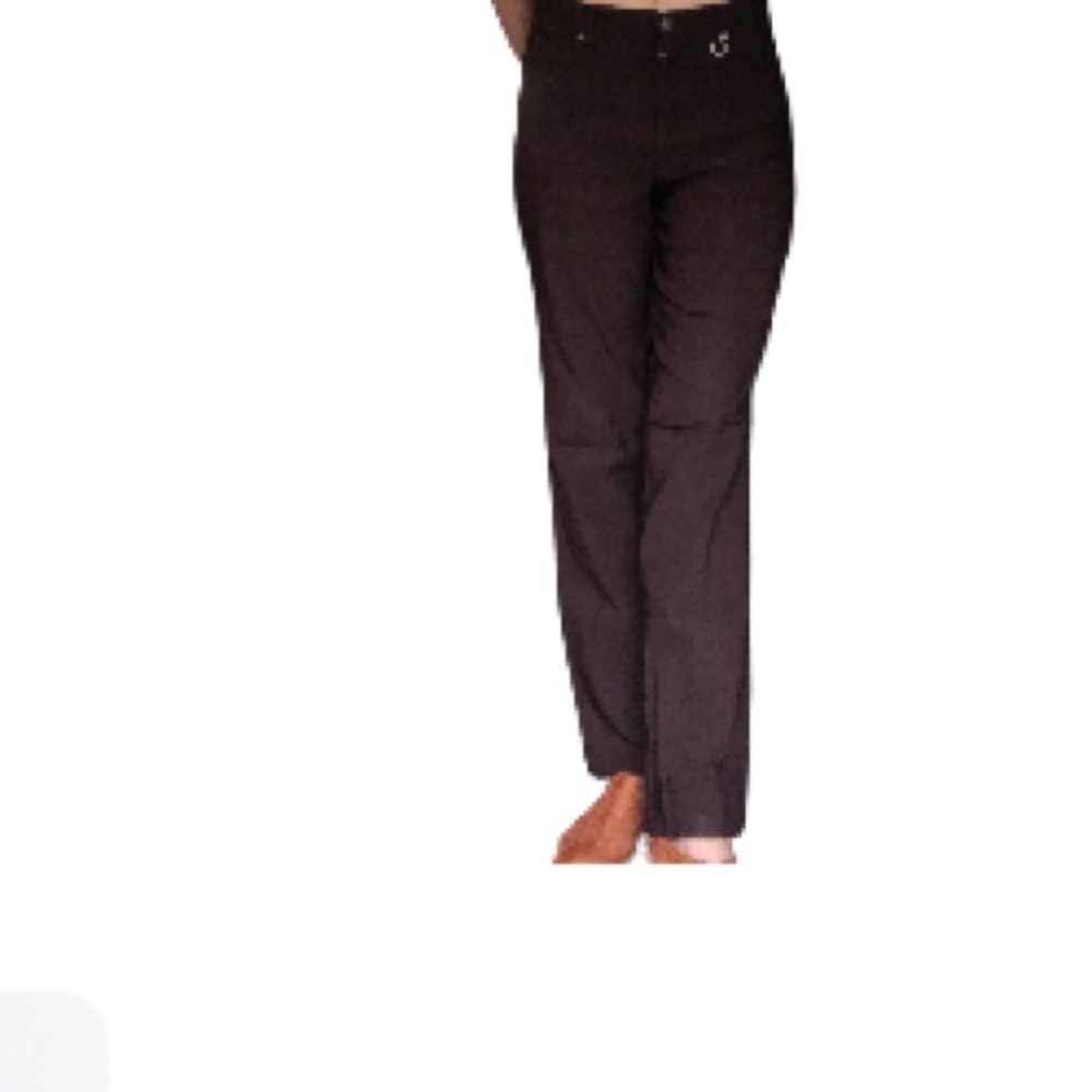 Chocolate brown Simon Chang straight leg stretch trousers size 8 Brown